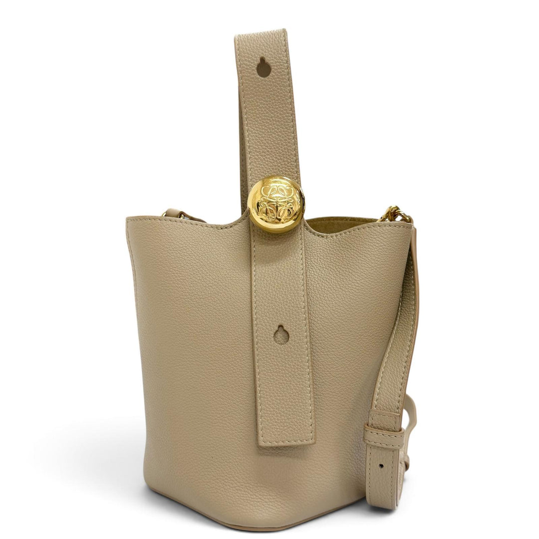 Great LOEWE Shoulder Bag Pebble Bucket Bag Mini Anagram 2WAY leather AANBBBMX01