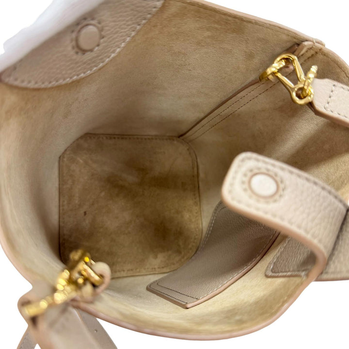 Great LOEWE Shoulder Bag Pebble Bucket Bag Mini Anagram 2WAY leather AANBBBMX01