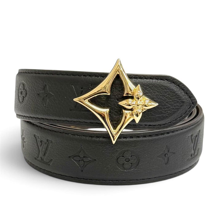 Excellent LOUIS VUITTON belt 30mm Reversible Flower Gram Belt black M8373V