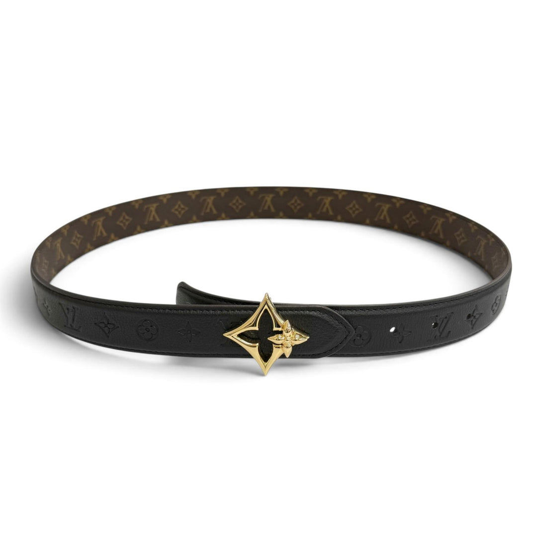 Excellent LOUIS VUITTON belt 30mm Reversible Flower Gram Belt black M8373V