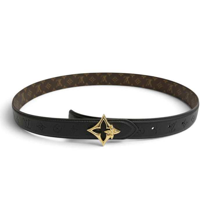 Excellent LOUIS VUITTON belt 30mm Reversible Flower Gram Belt black M8373V