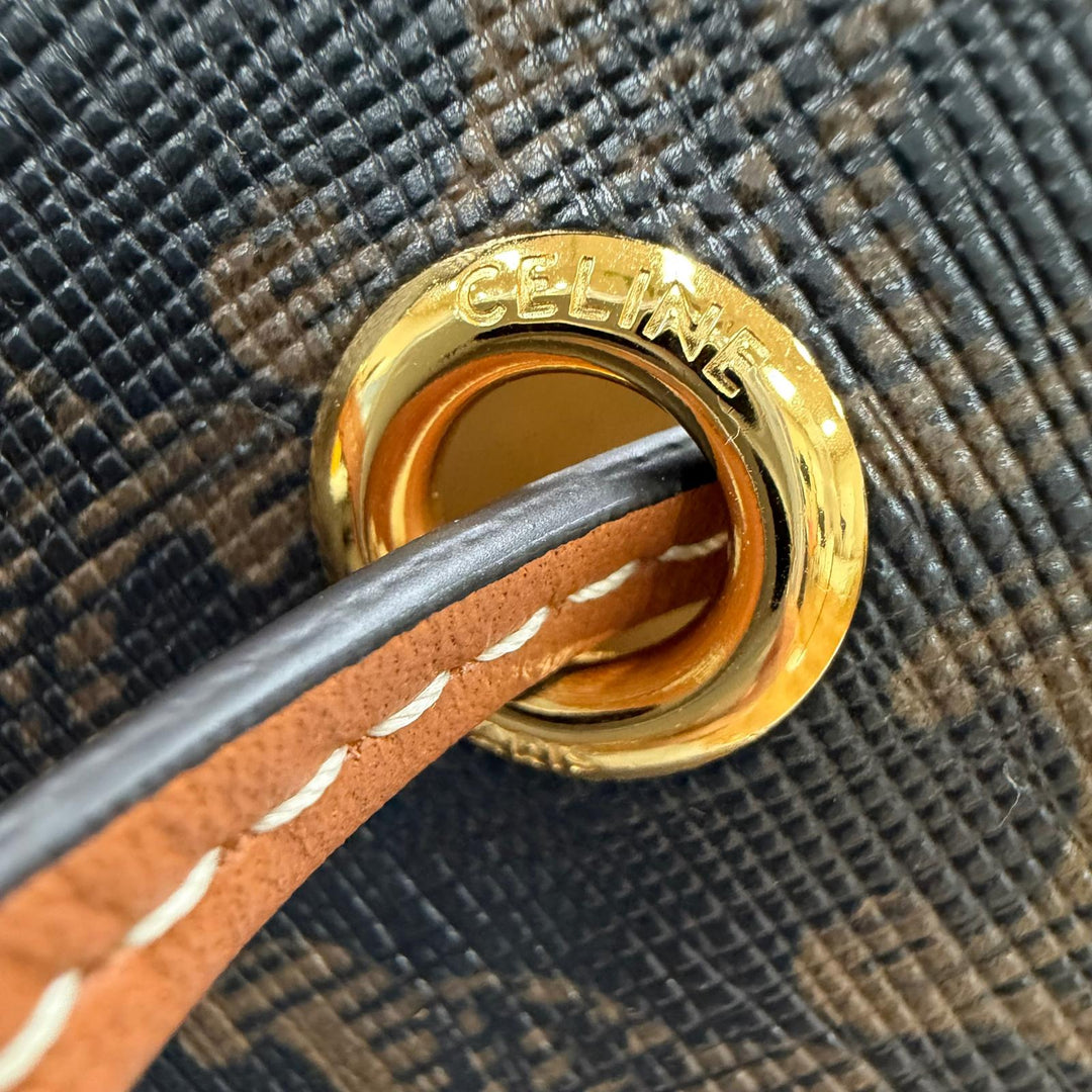 Excellent CELINE Triomphe Small Drawstring Shoulder Bag Triomphe canvas 19114