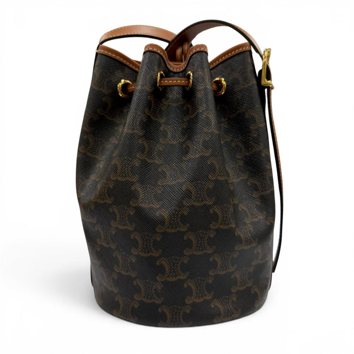Excellent CELINE Triomphe Small Drawstring Shoulder Bag Triomphe canvas 19114