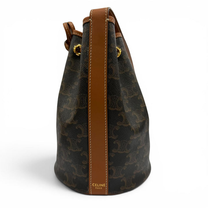Excellent CELINE Triomphe Small Drawstring Shoulder Bag Triomphe canvas 19114