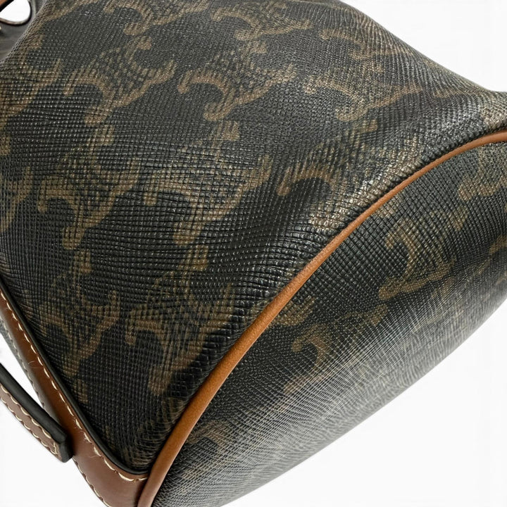 Excellent CELINE Triomphe Small Drawstring Shoulder Bag Triomphe canvas 19114