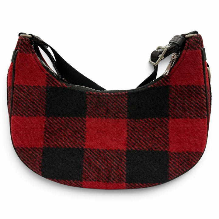 Excellent CELINE Medium Ava Check Shoulder Bag logo Red leather Women 19696