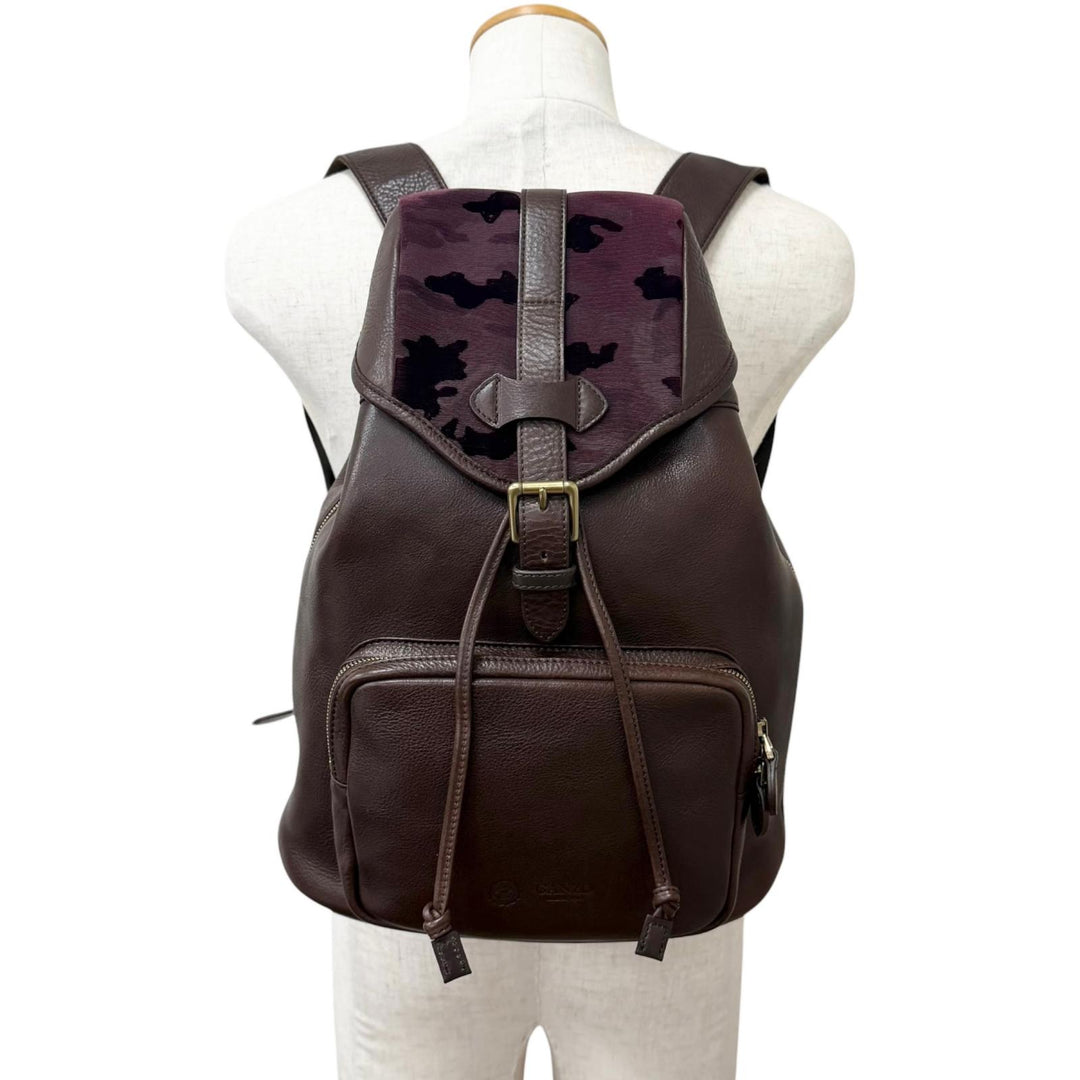 Great GANZO CHISO Daypack Velvet Yuzen Dark brown leather mens