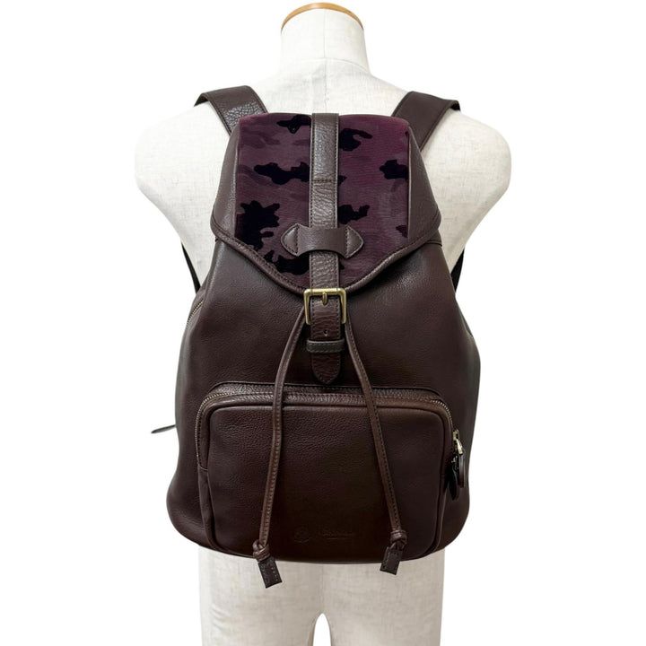 Great GANZO CHISO Daypack Velvet Yuzen Dark brown leather mens