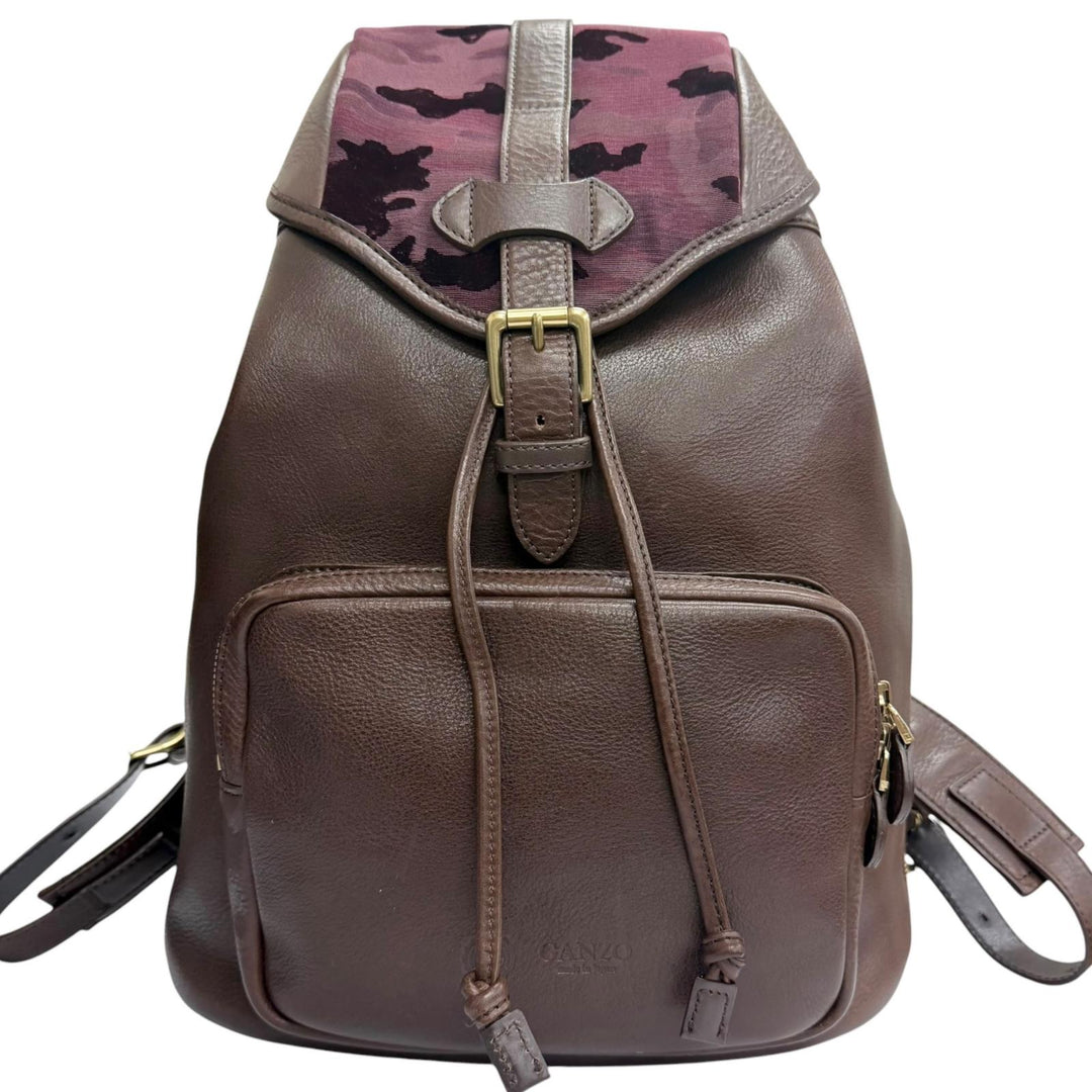 Great GANZO CHISO Daypack Velvet Yuzen Dark brown leather mens