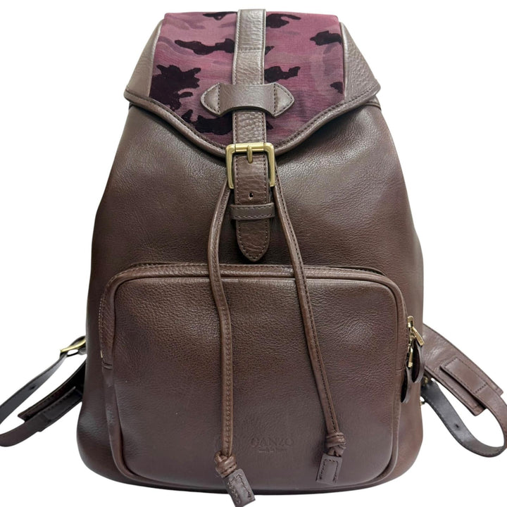 Great GANZO CHISO Daypack Velvet Yuzen Dark brown leather mens