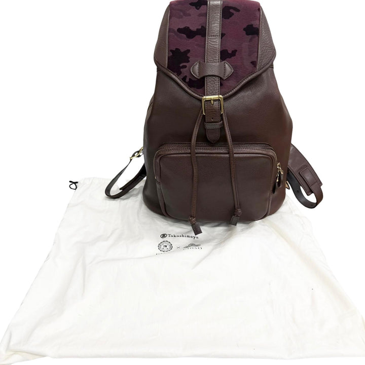 Great GANZO CHISO Daypack Velvet Yuzen Dark brown leather mens
