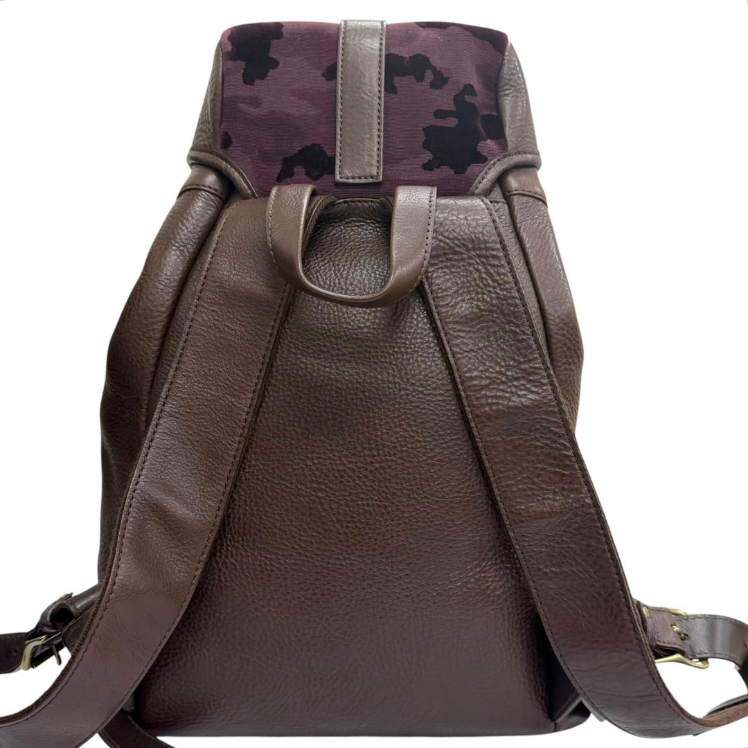 Great GANZO CHISO Daypack Velvet Yuzen Dark brown leather mens