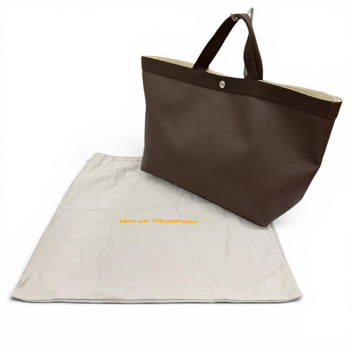 Great Herve Chapelier Tote Bag Luxe Line Square Leather patch 705Gold Plated