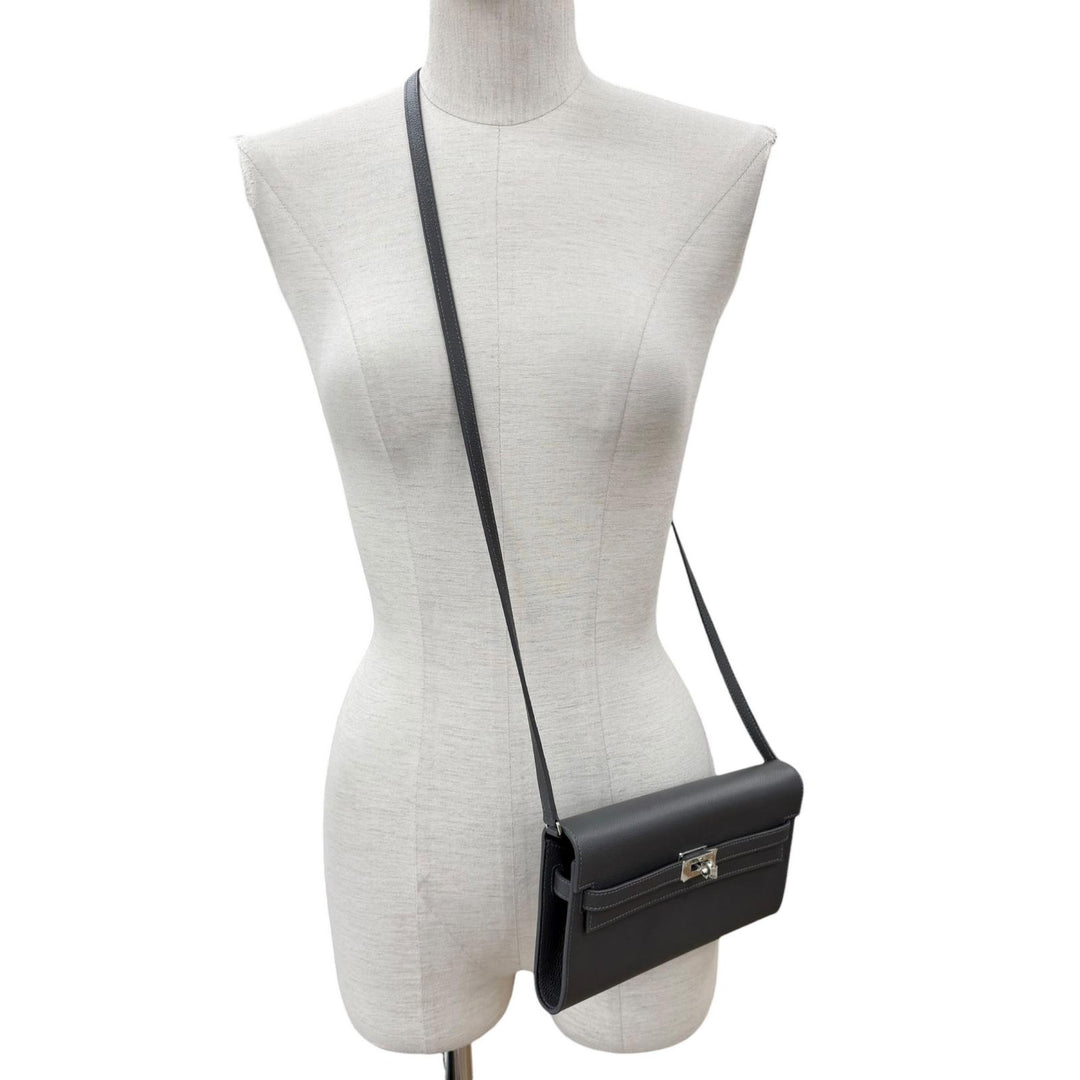 Pristine HERMES Purse Kelly Wallet To Go Shoulder Bag Evercolor Leather Women