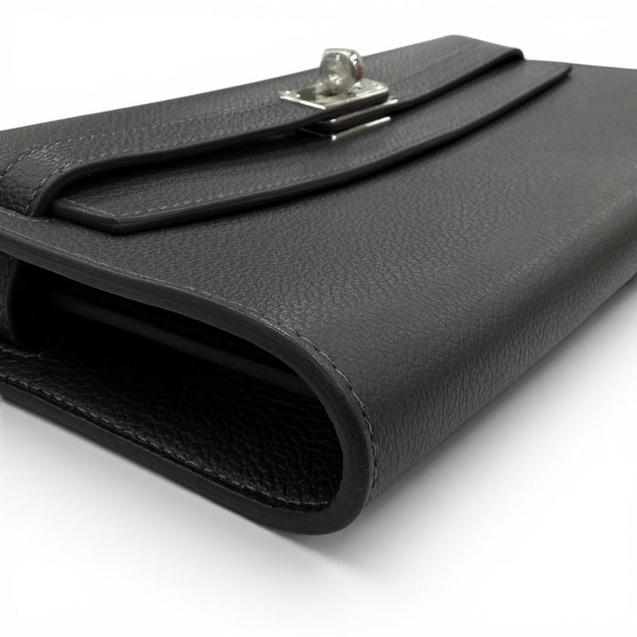 Pristine HERMES Purse Kelly Wallet To Go Shoulder Bag Evercolor Leather Women