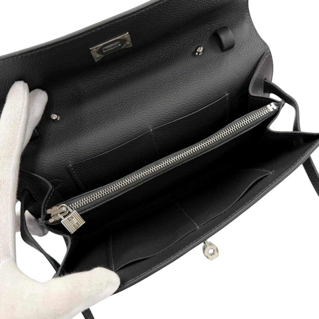 Pristine HERMES Purse Kelly Wallet To Go Shoulder Bag Evercolor Leather Women