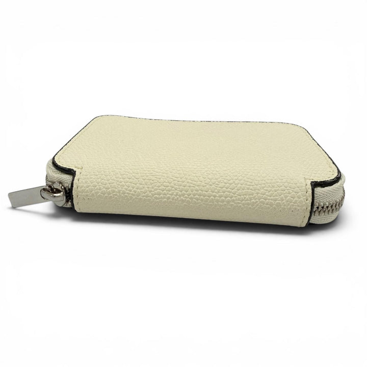 Excellent Valextra Zip around card folder Pass case white Soft Calfskin