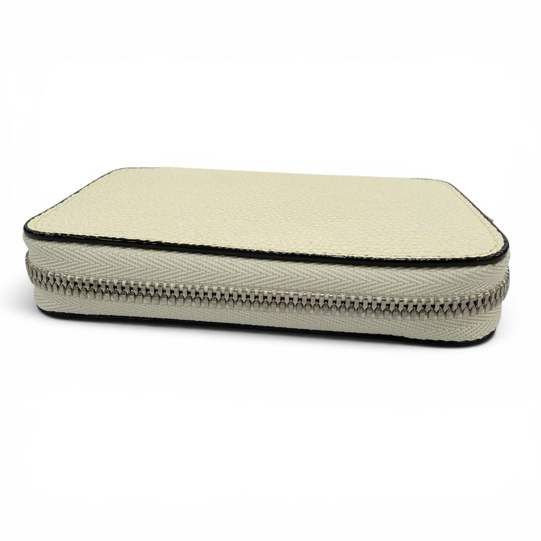 Excellent Valextra Zip around card folder Pass case white Soft Calfskin