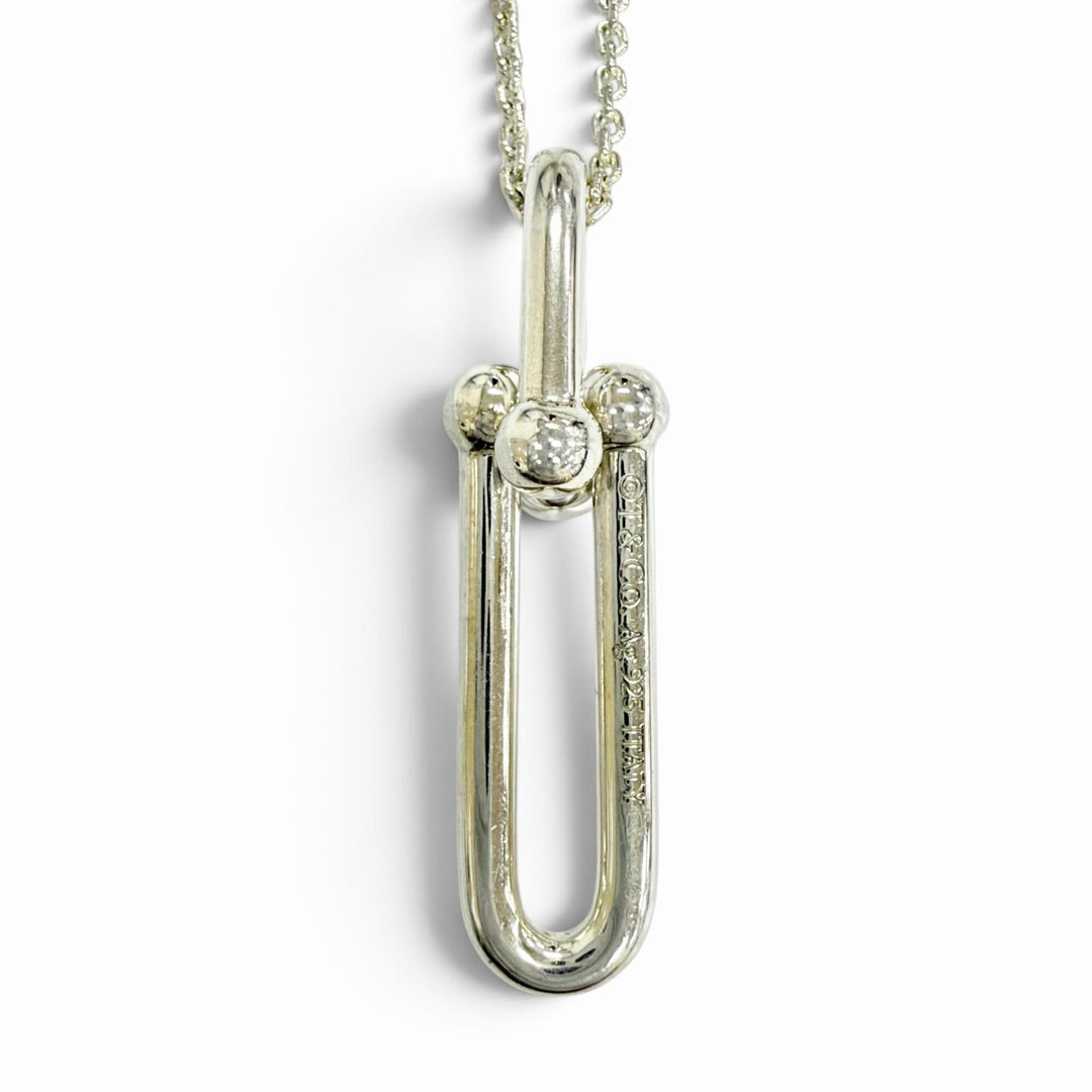 Great TIFFANY&Co. Necklace Link Top Pendant Silver AG925 Women