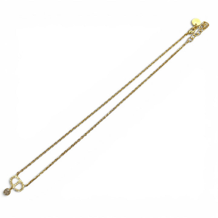 Excellent DIOR Necklace Petit CD Necklace Rhinestone gold Women N2890WOMCY