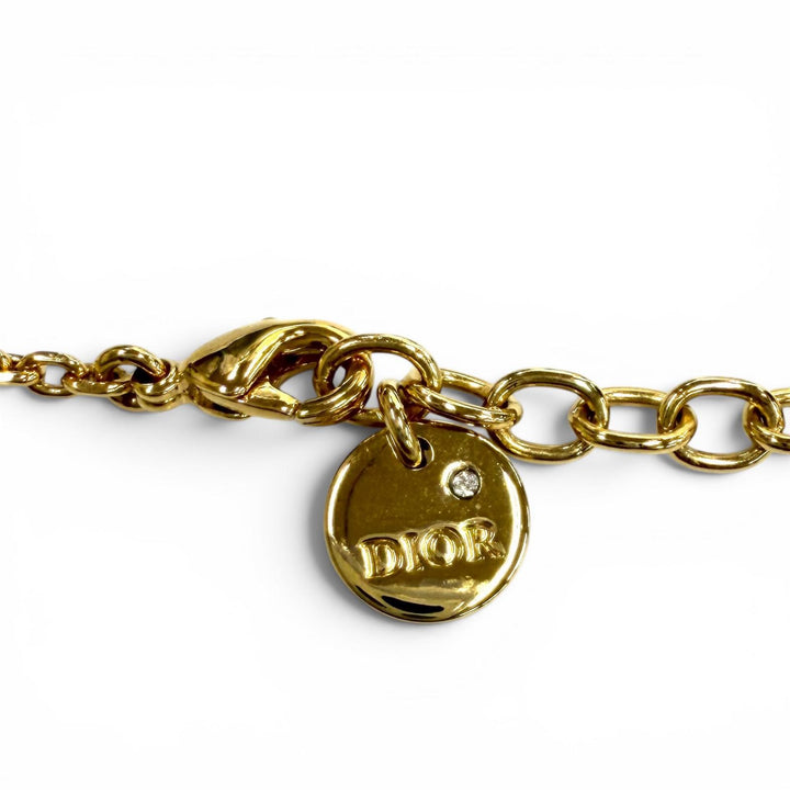 Excellent DIOR Necklace Petit CD Necklace Rhinestone gold Women N2890WOMCY