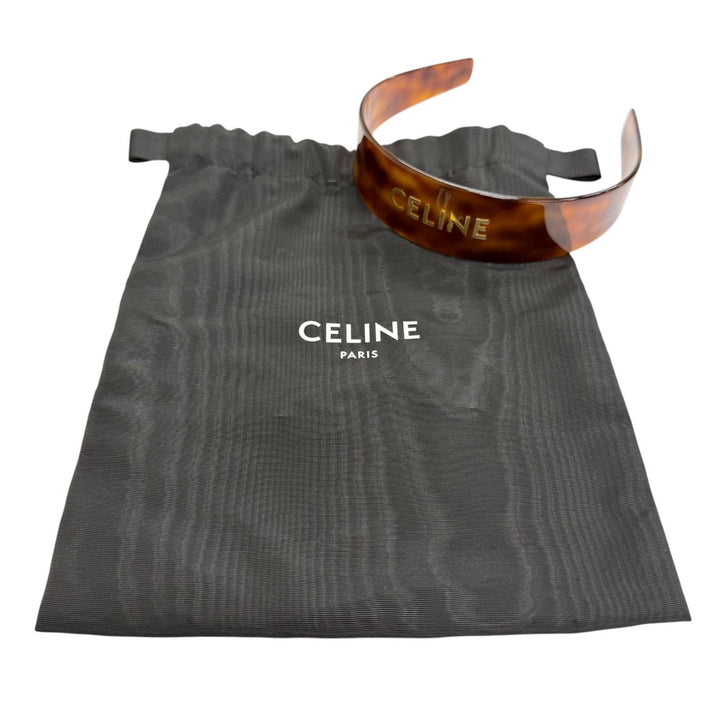 Very Good CELINE Katyusha Logo Headband Hair Accessory Clear brown 46Y376CEA
