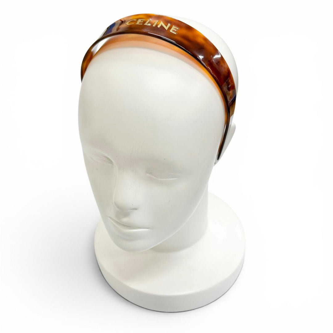 Very Good CELINE Katyusha Logo Headband Hair Accessory Clear brown 46Y376CEA