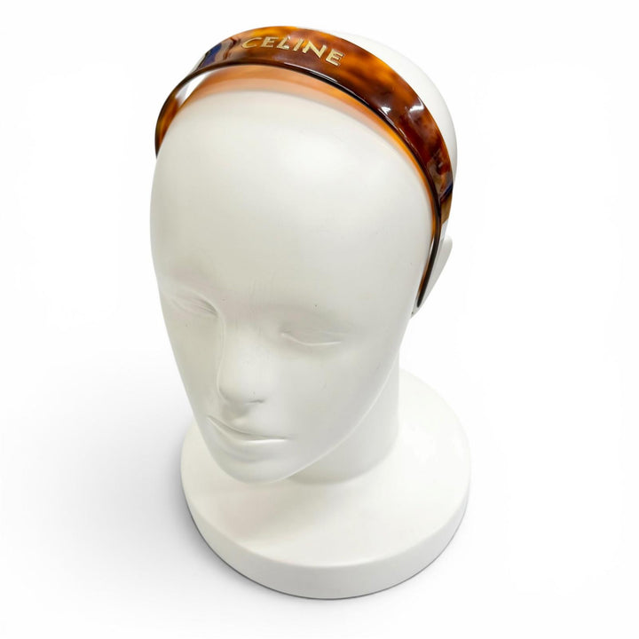 Very Good CELINE Katyusha Logo Headband Hair Accessory Clear brown 46Y376CEA
