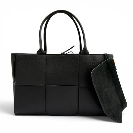 Great BOTTEGAVENETA Tote Bag Medium The Arco black leather mens 609175