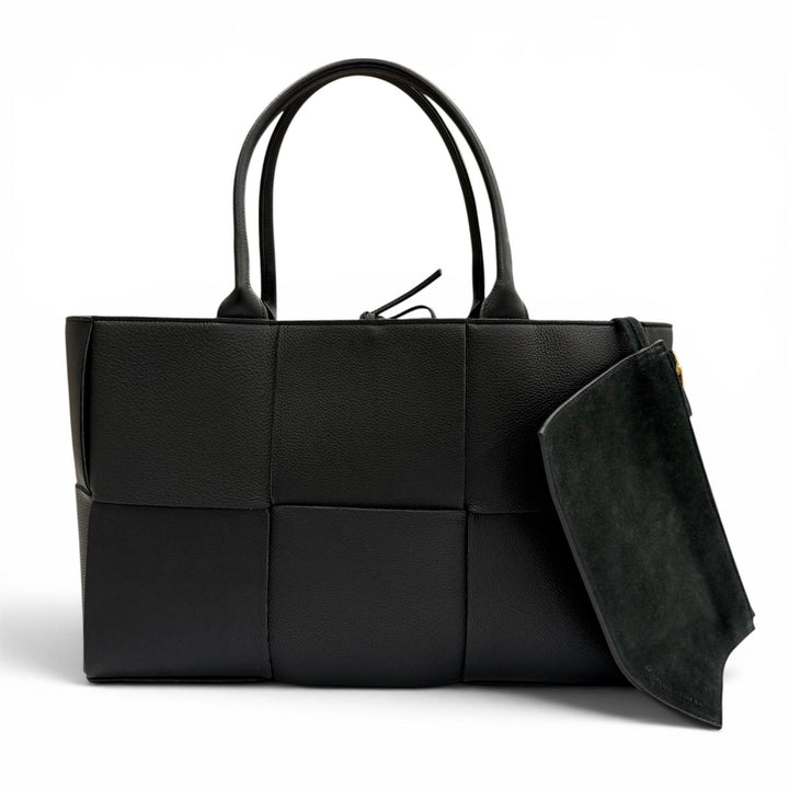 Great BOTTEGAVENETA Tote Bag Medium The Arco black leather mens 609175