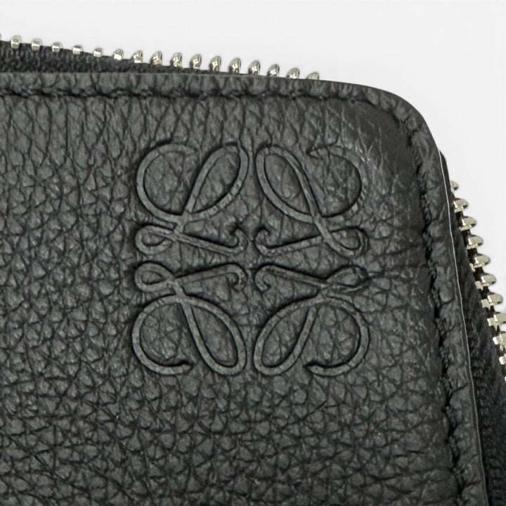 Excellent LOEWE Clutch bag Anagram L-Zip Pouch Business Bag black leather