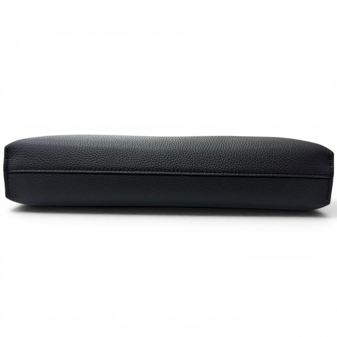 Excellent LOEWE Clutch bag Anagram L-Zip Pouch Business Bag black leather