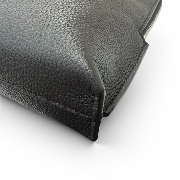 Excellent LOEWE Clutch bag Anagram L-Zip Pouch Business Bag black leather