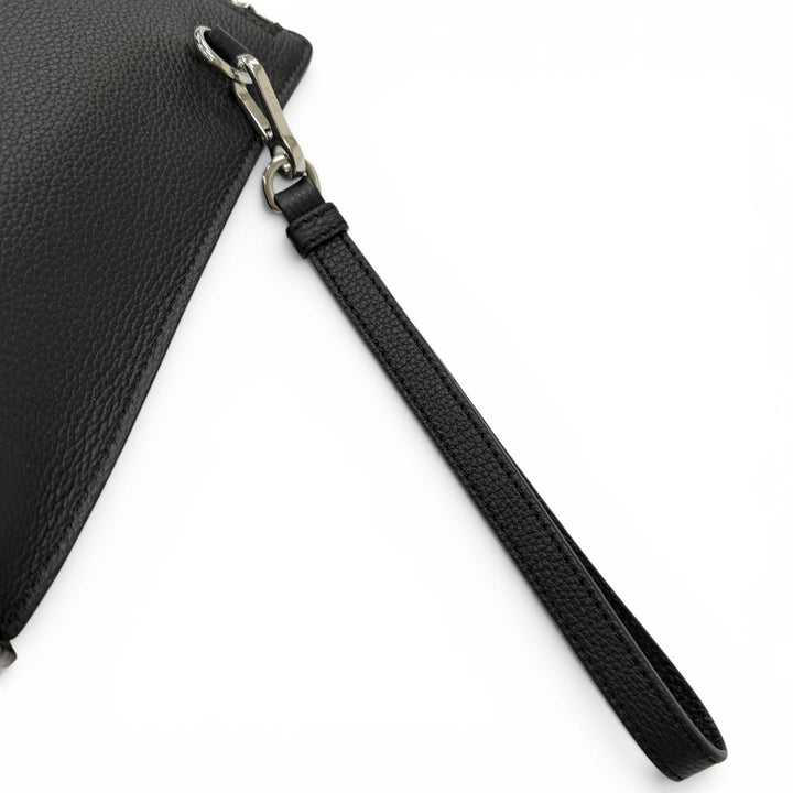 Excellent LOEWE Clutch bag Anagram L-Zip Pouch Business Bag black leather