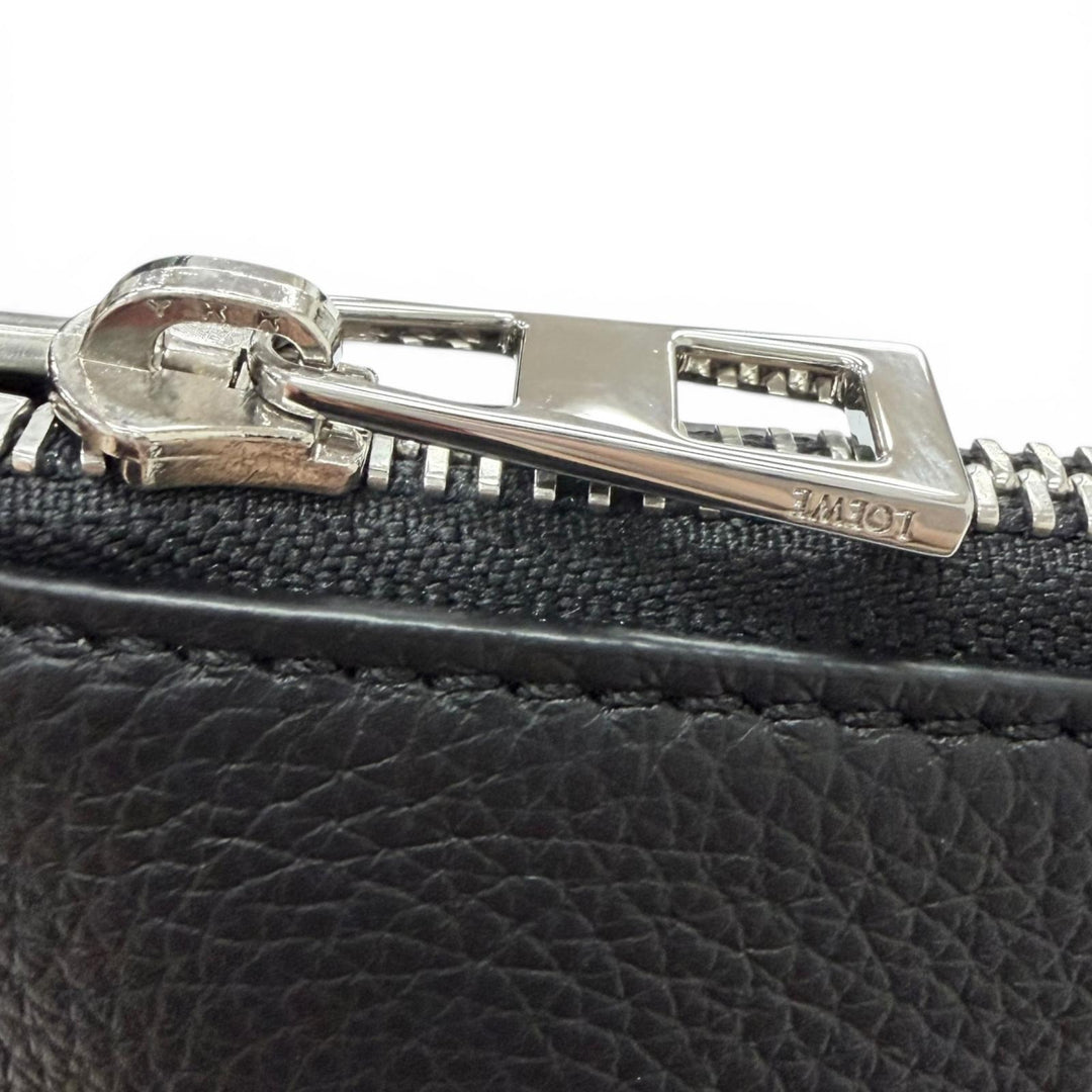 Excellent LOEWE Clutch bag Anagram L-Zip Pouch Business Bag black leather