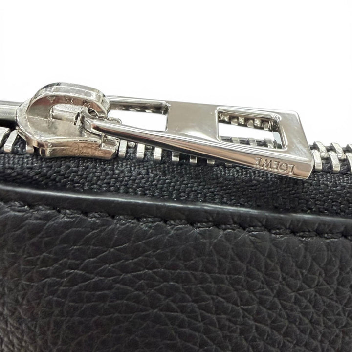 Excellent LOEWE Clutch bag Anagram L-Zip Pouch Business Bag black leather