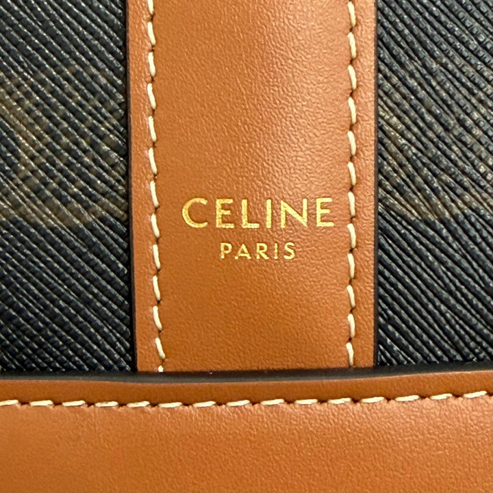 Great CELINE Shoulder Bag medium bucket Brown Triomphe canvas Women 19113