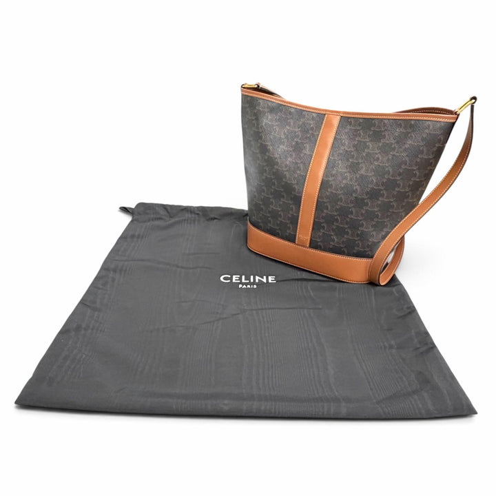 Great CELINE Shoulder Bag medium bucket Brown Triomphe canvas Women 19113