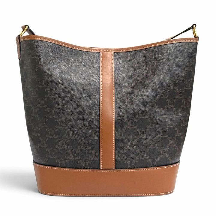 Great CELINE Shoulder Bag medium bucket Brown Triomphe canvas Women 19113
