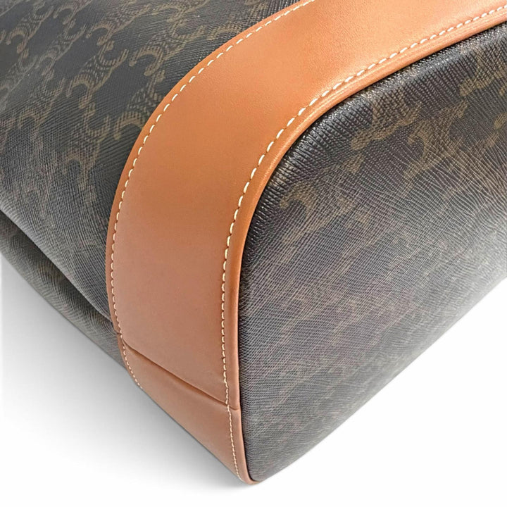 Great CELINE Shoulder Bag medium bucket Brown Triomphe canvas Women 19113