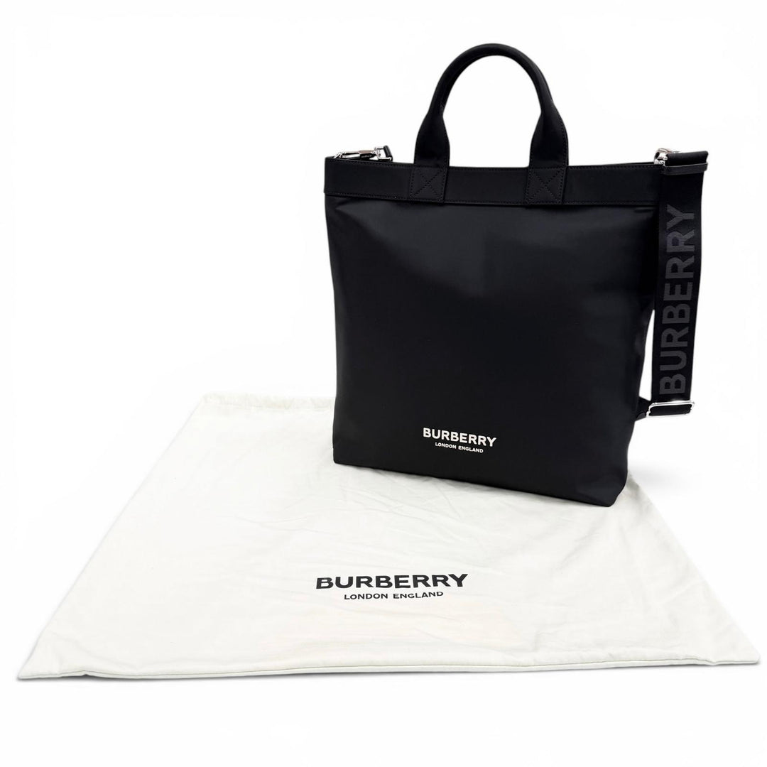 Great BURBERRY Tote Bag Arty 2WAY Shoulder black Nylon mens 8063497