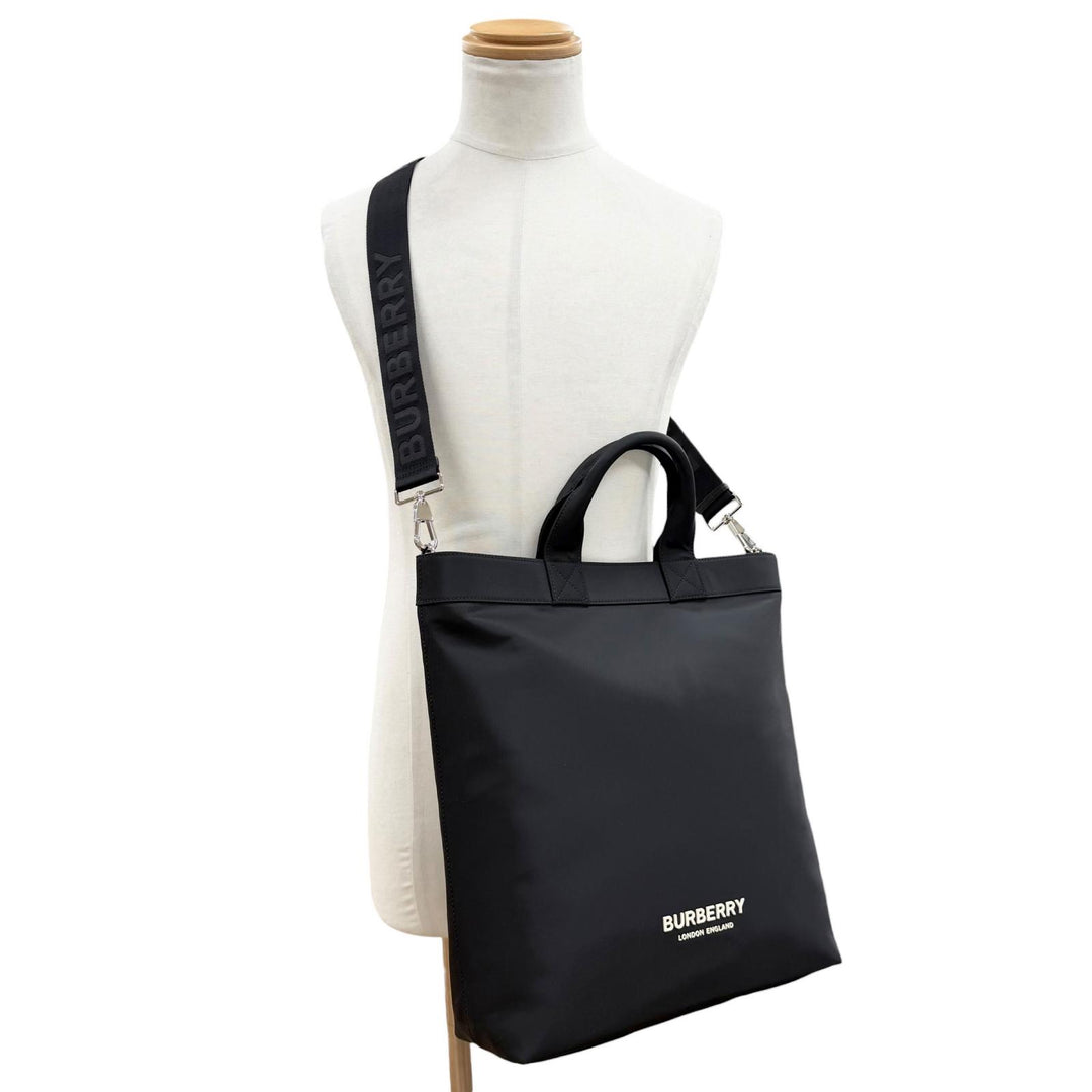 Great BURBERRY Tote Bag Arty 2WAY Shoulder black Nylon mens 8063497