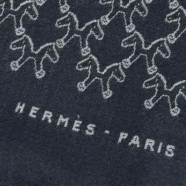 Pristine HERMES Stall Horse design all-over print scarf cashmere mens