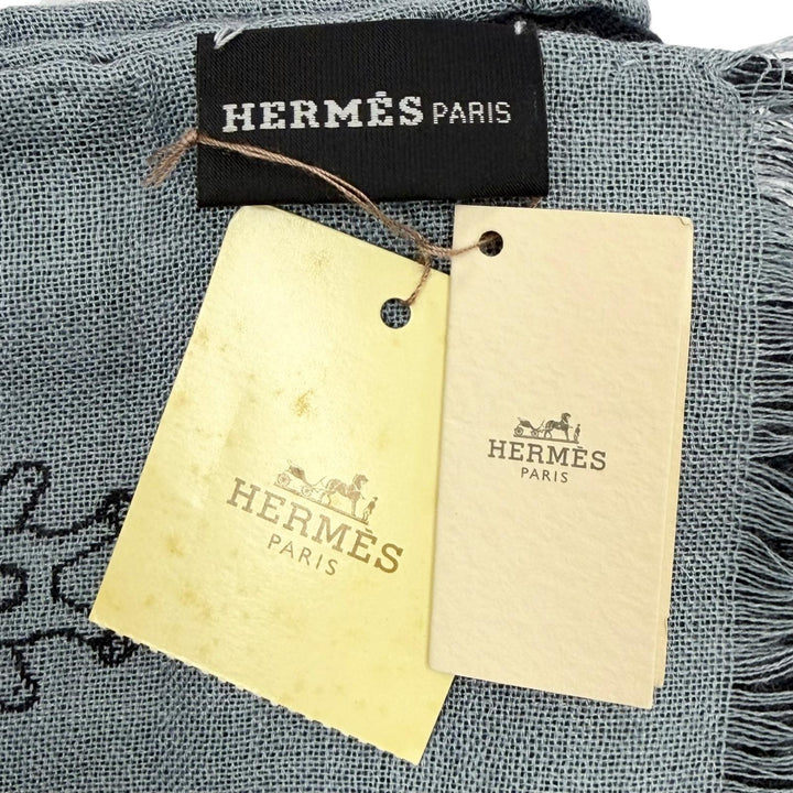 Pristine HERMES Stall Horse design all-over print scarf cashmere mens