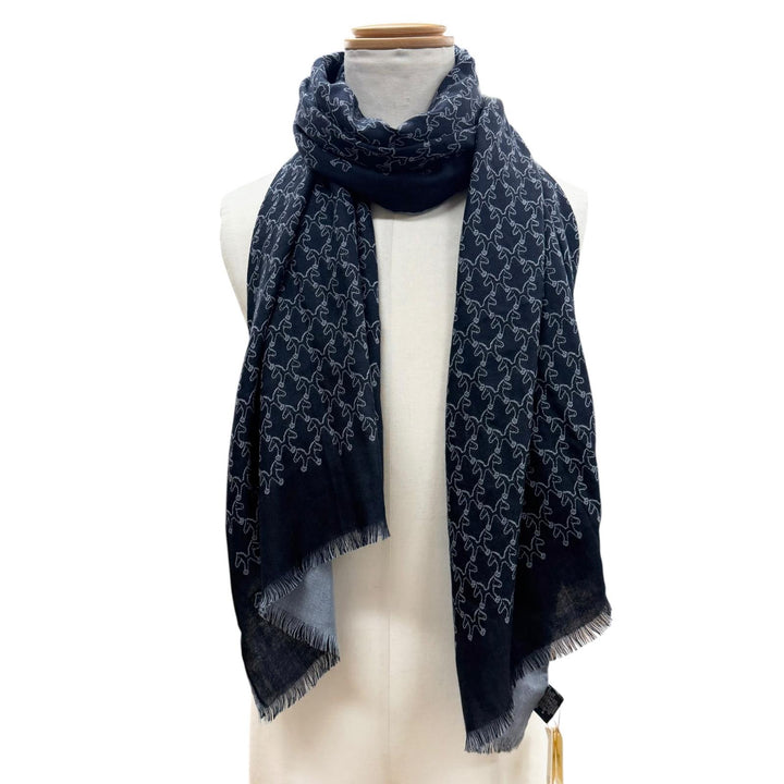 Pristine HERMES Stall Horse design all-over print scarf cashmere mens