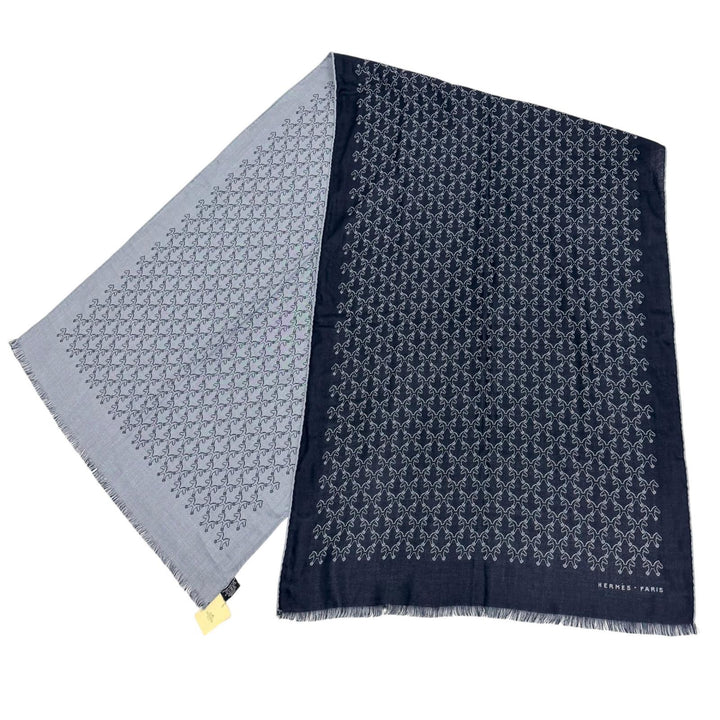 Pristine HERMES Stall Horse design all-over print scarf cashmere mens