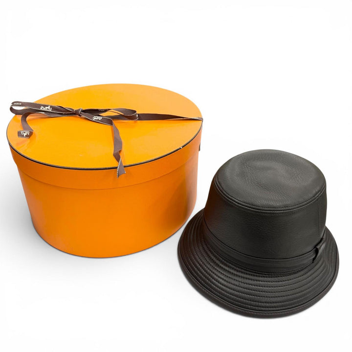 Excellent HERMES hat CHAPEAU HIDALGO hat Deerskin mens 57