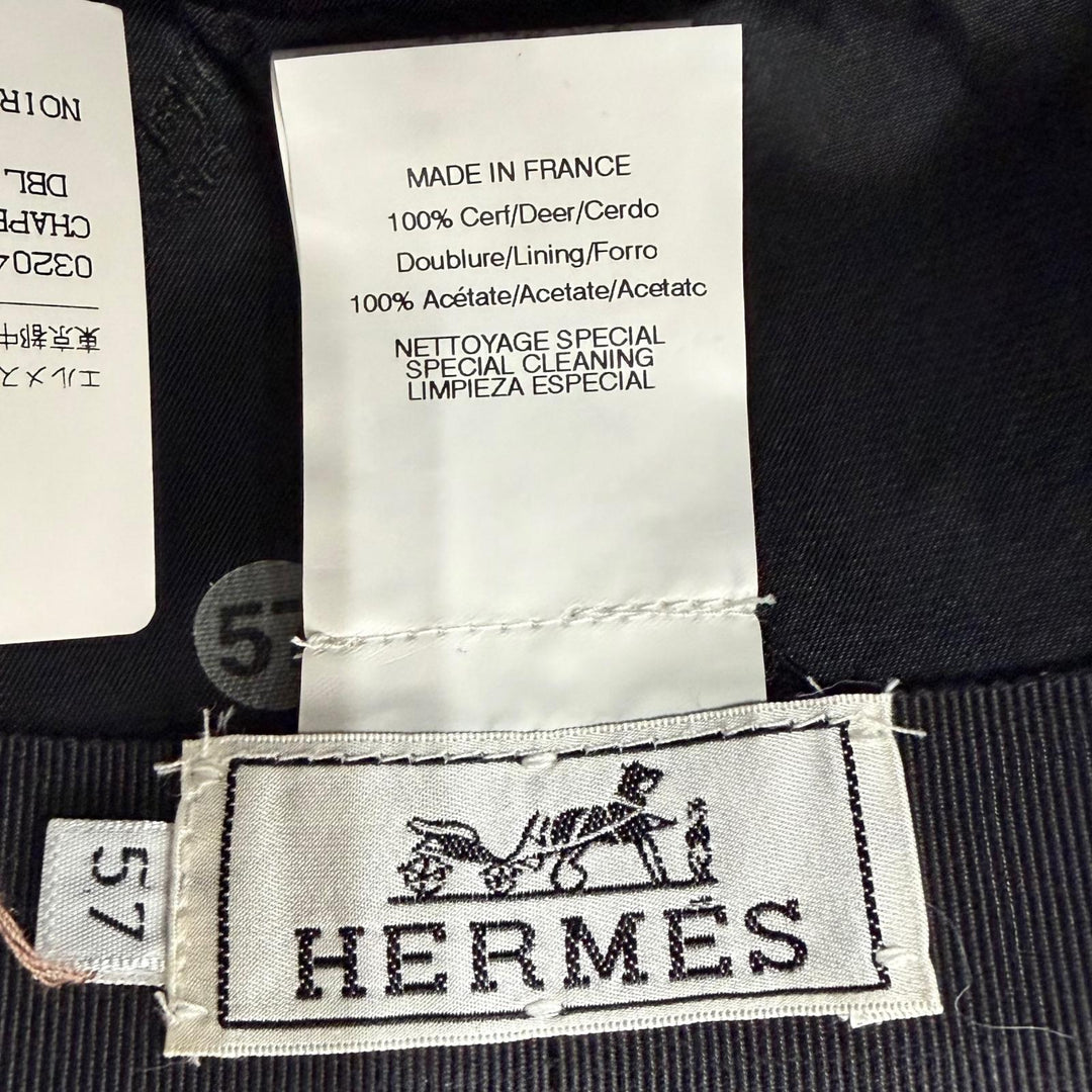 Excellent HERMES hat CHAPEAU HIDALGO hat Deerskin mens 57