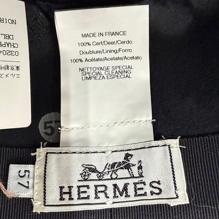 Excellent HERMES hat CHAPEAU HIDALGO hat Deerskin mens 57