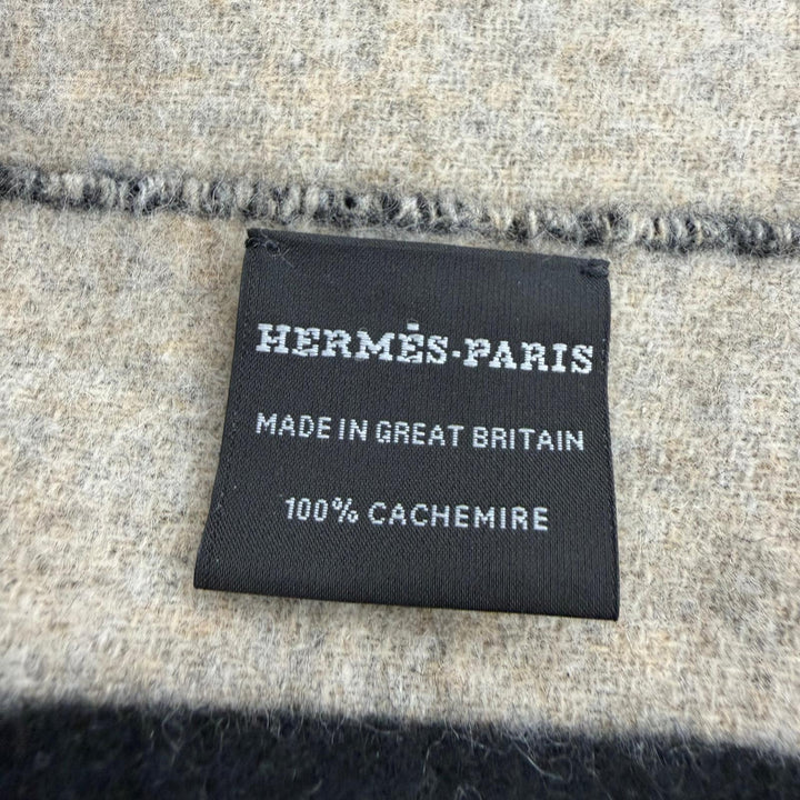 Excellent HERMES Scarf Love Story Scarf Horse pattern with fringe black cashmere